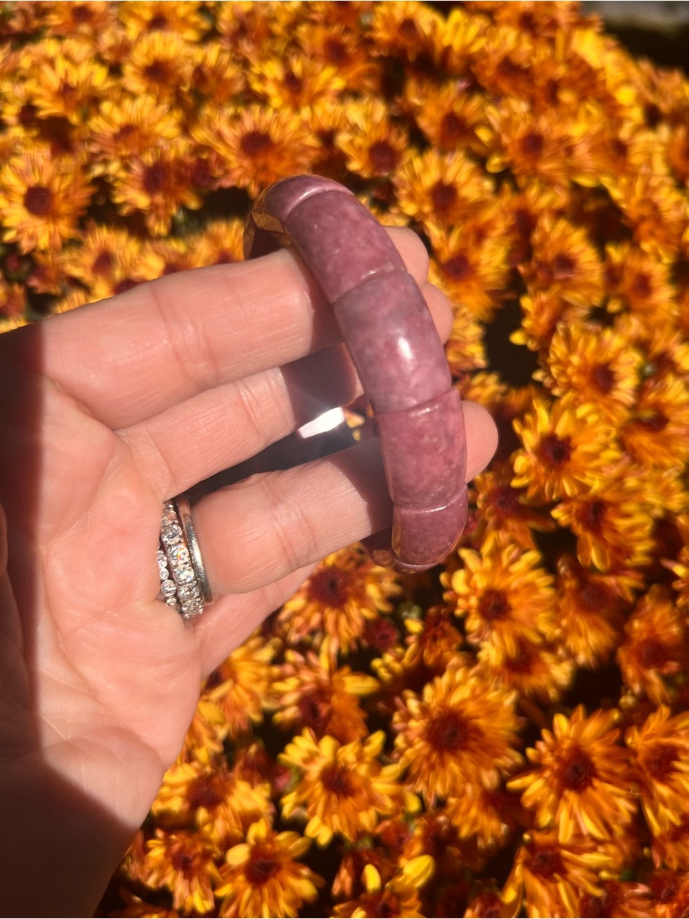 Rhodonite (1) bangle | crystal